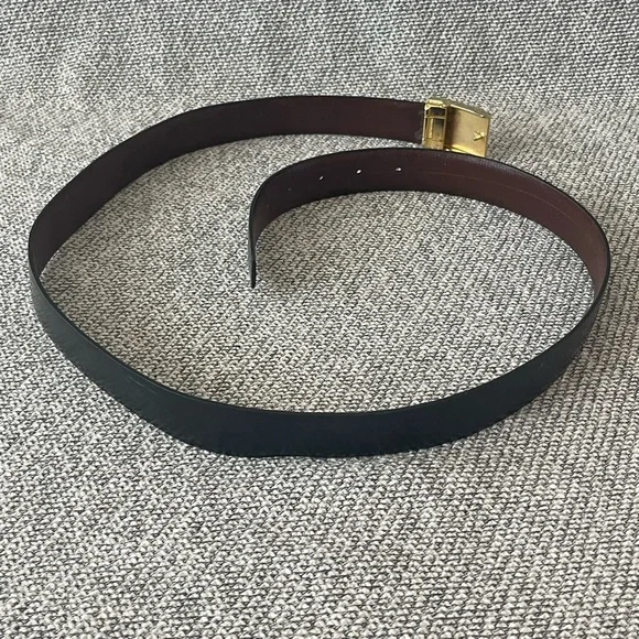 Yves Saint Laurent Black and Gold Leather Belt - Picture 5 of 16